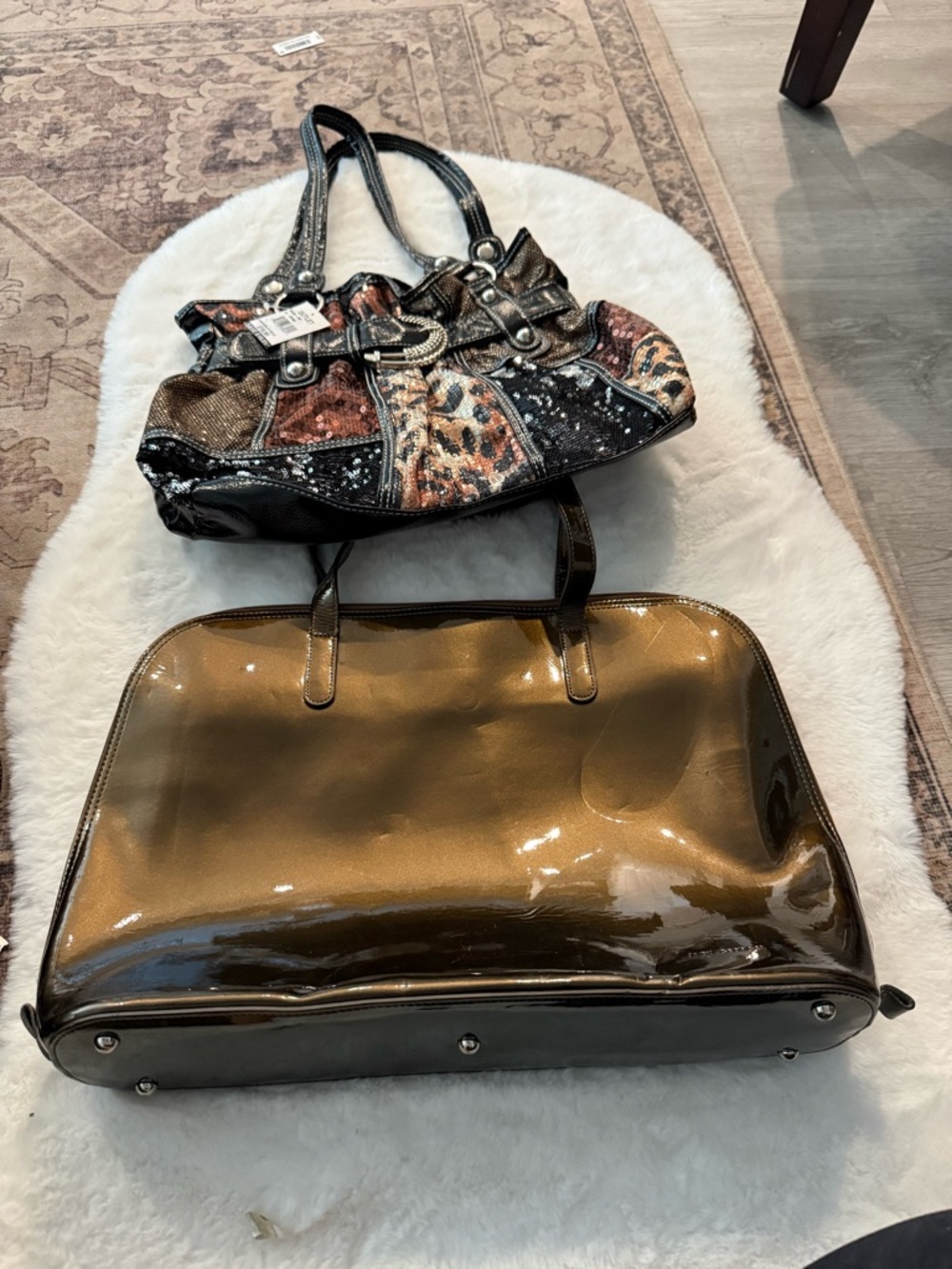 Brown Patent Tote Bag - Women Bags